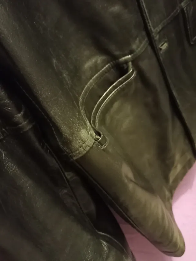 Abrigo de couro preto masculino