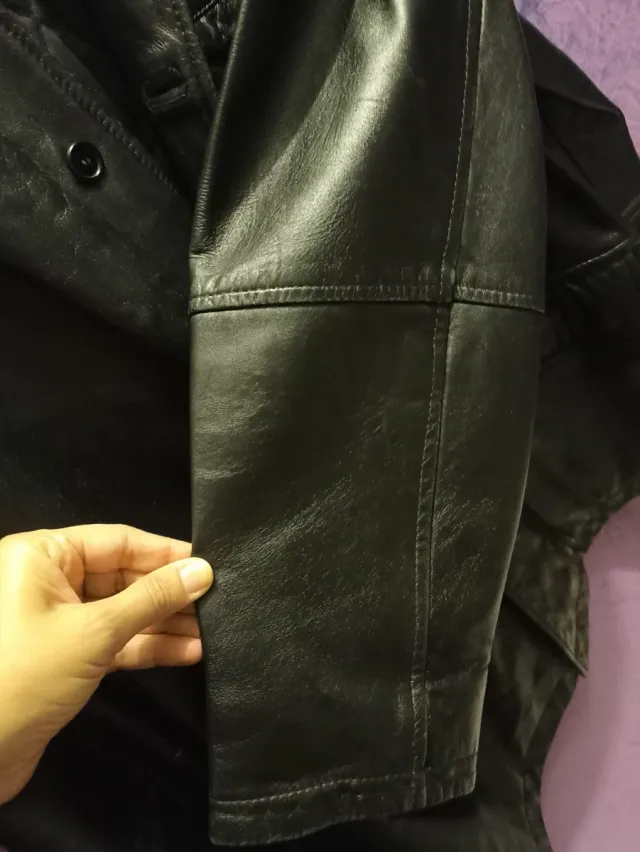 Abrigo de couro preto masculino