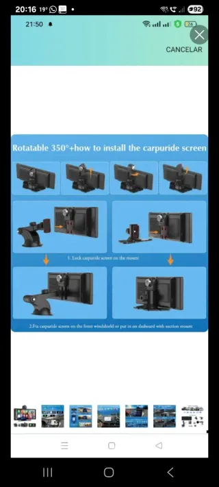 Soporte giratorio 350° pantalla coche