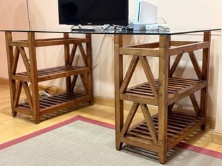Mesa Escritorio Cristal y Madera