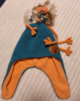 Gorro infantil junior naranja y azul