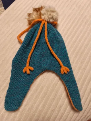 Gorro infantil junior naranja y azul