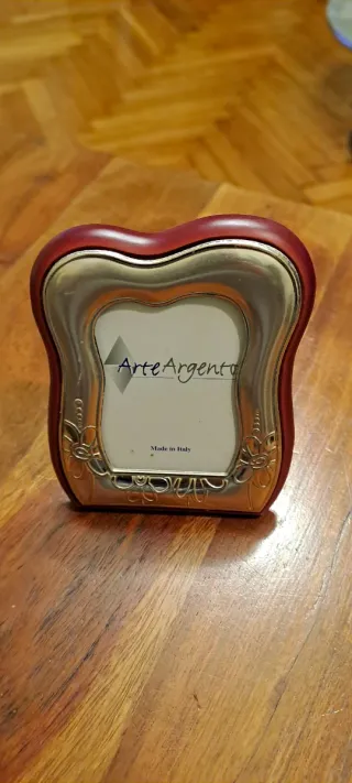 Portafoto Arte Argento Legno Metallo Rosso Argento