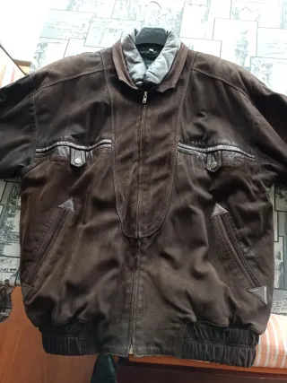 Chaquetón Piel y Ante Marrón Sin Usar