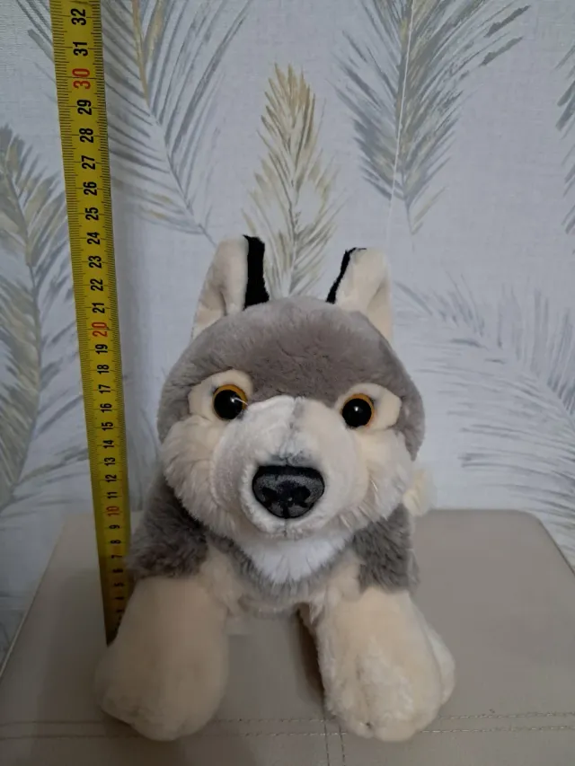 Peluche Lobo Gris, beige y Blanco, altura 24 cm