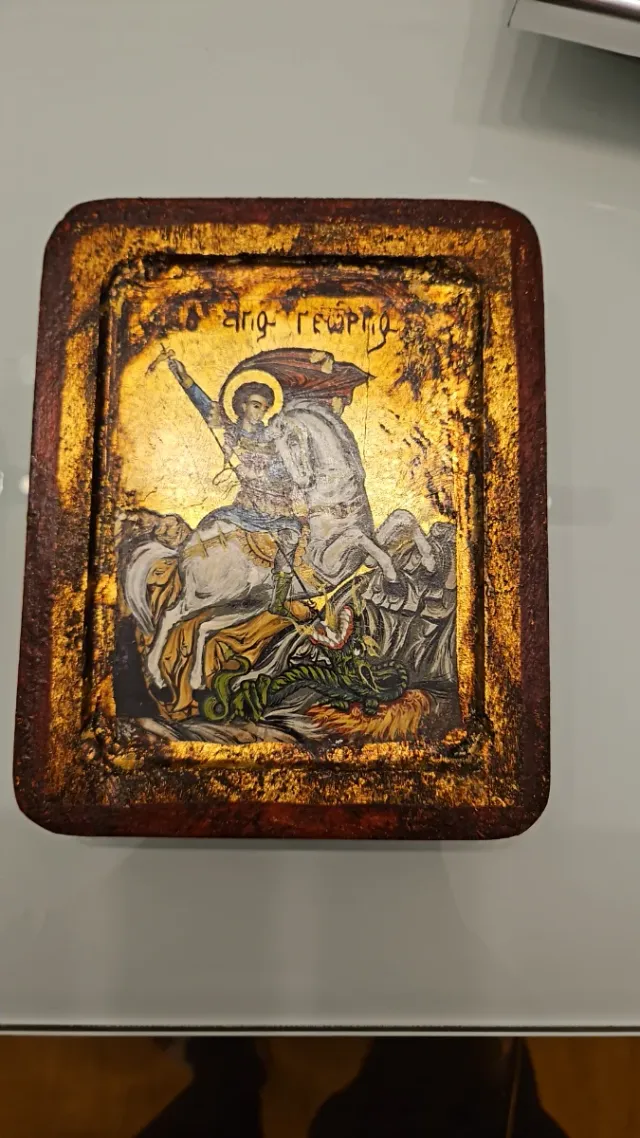Icono bizantino de madera San Jorge