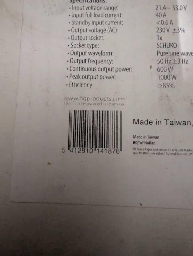 Inverter Corrente 24V 230V 600W Onda Pura