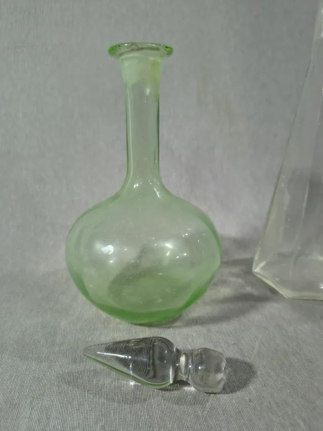 Juego de 3 licoreras vintage de cristal