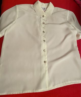 Blusa blanca manga corta talla L