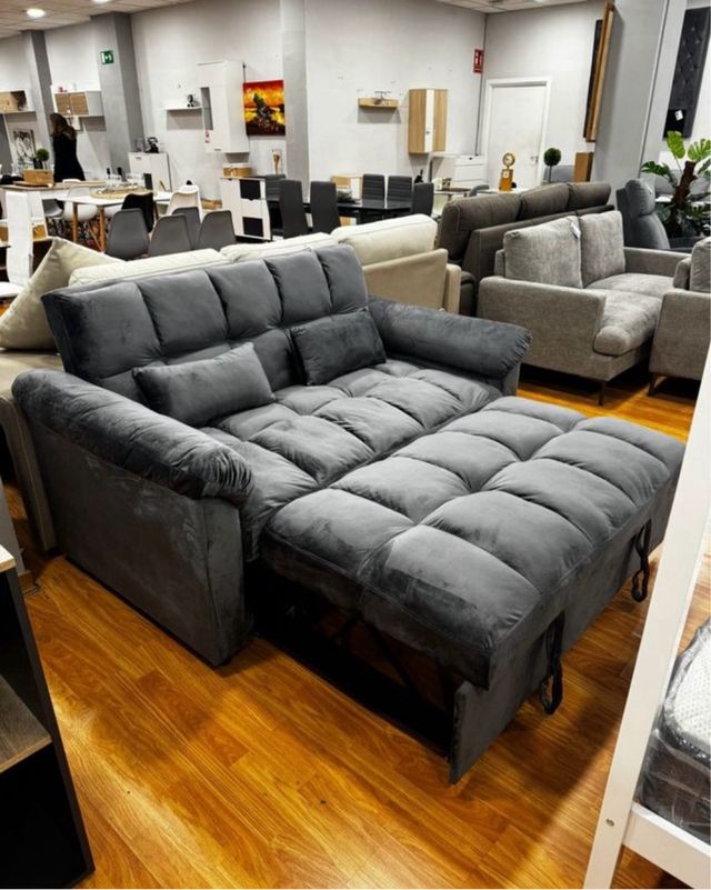 Sofá de terciopelo  gris Largo/Ancho 191/133cm