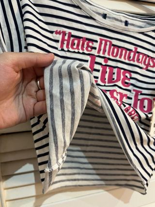 Camiseta Top manga corta rayas blanco negro S M