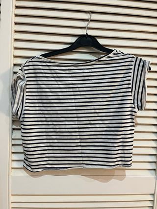 Camiseta Top manga corta rayas blanco negro S M