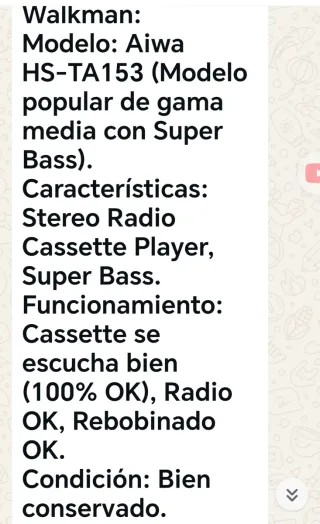 Aiwa Walkman Reproductor Cassette Radio FM/AM