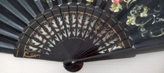 Abanico grande de madera pintado a mano 32cm