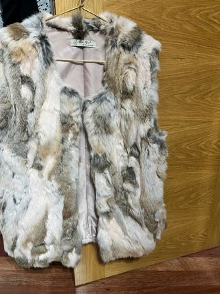 Chaleco Piel Conejo Rosa Gris Marrón