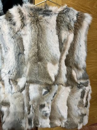 Chaleco Piel Conejo Rosa Gris Marrón