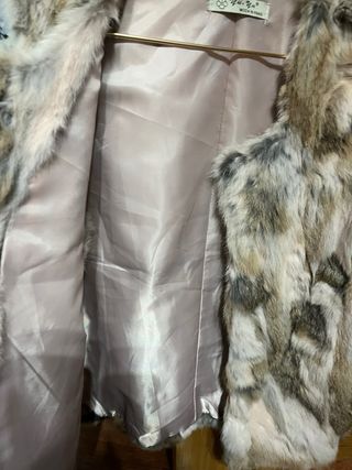 Chaleco Piel Conejo Rosa Gris Marrón
