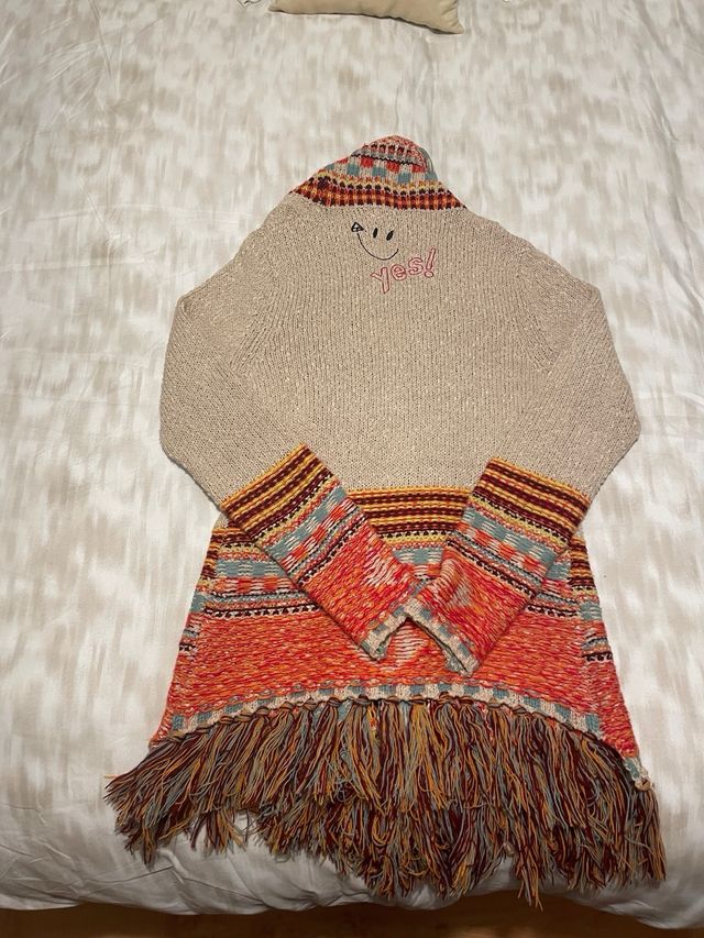 Chaqueta Desigual punto flecos talla única