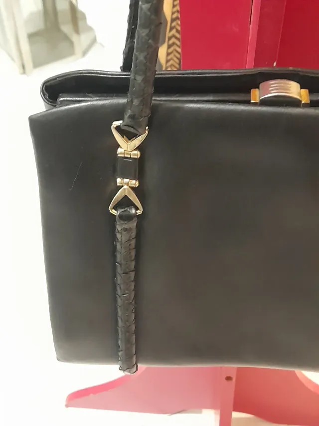 Borsa vintage anni '50 pelle finiture rettile