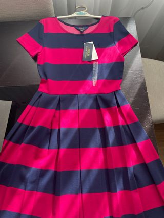 Vestido Polo Ralph Lauren Rayas Azul y Rosa.