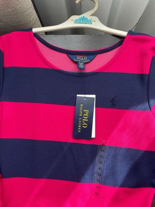 Vestido Polo Ralph Lauren Rayas Azul y Rosa.
