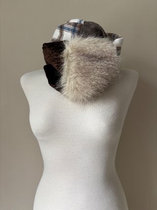 Bufanda-Braga Patchwork Azul y Rojo