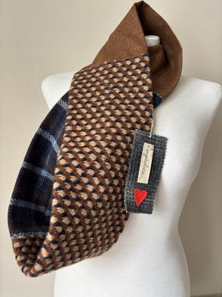 Bufanda-Braga Patchwork Azul y Rojo