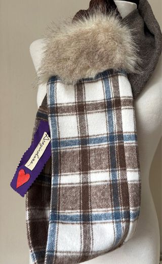 Bufanda-Braga Patchwork Azul y Rojo