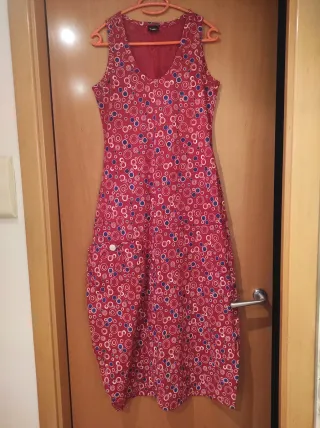 Vestido TCHEKA rojo estampado círculos