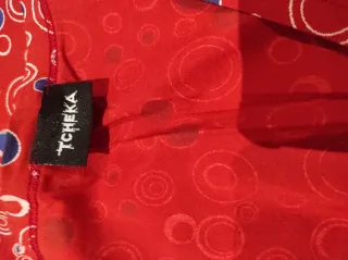 Vestido TCHEKA rojo estampado círculos