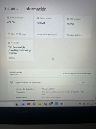 Portátil Huawei Matebook D15