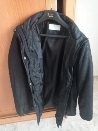 Chaquetón señora negro estampado