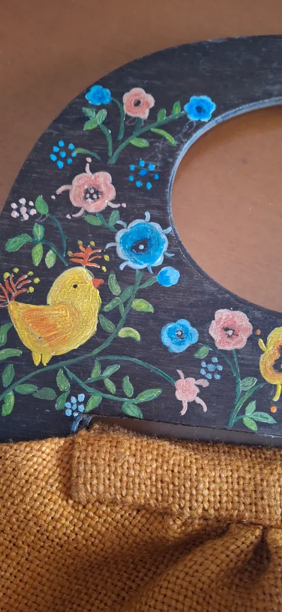 Bolso de mano pintado a mano con pájaros