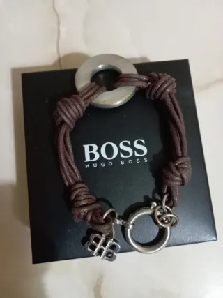 Pulsera BOSS Cuero Marrón y Plata