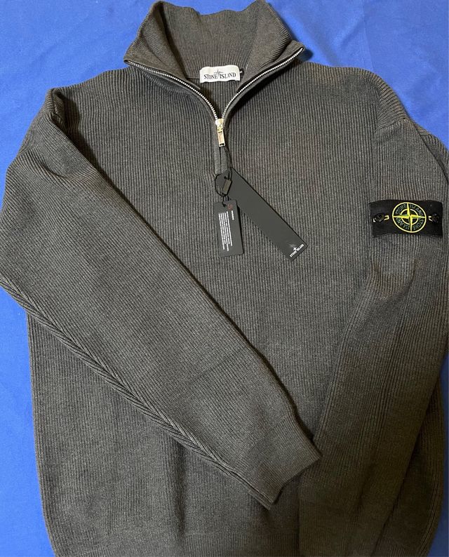 Jersey Stone Island Gris Media Cremallera