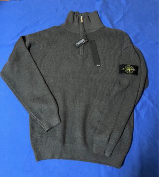 Jersey Stone Island Gris Media Cremallera