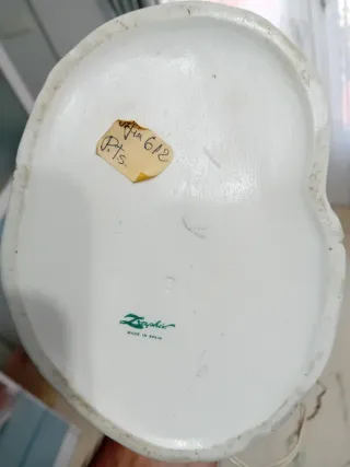 Lámpara cerámica figura niño árbol firmada