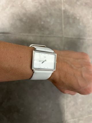 Reloj Mujer Blanco Piel Plata