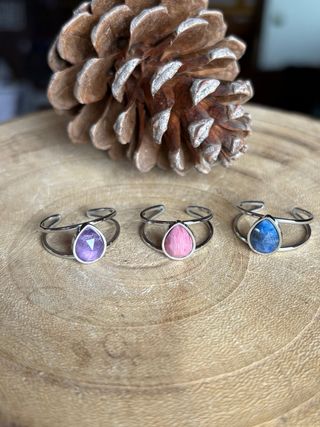 Anillos Acero Ajustables Piedra