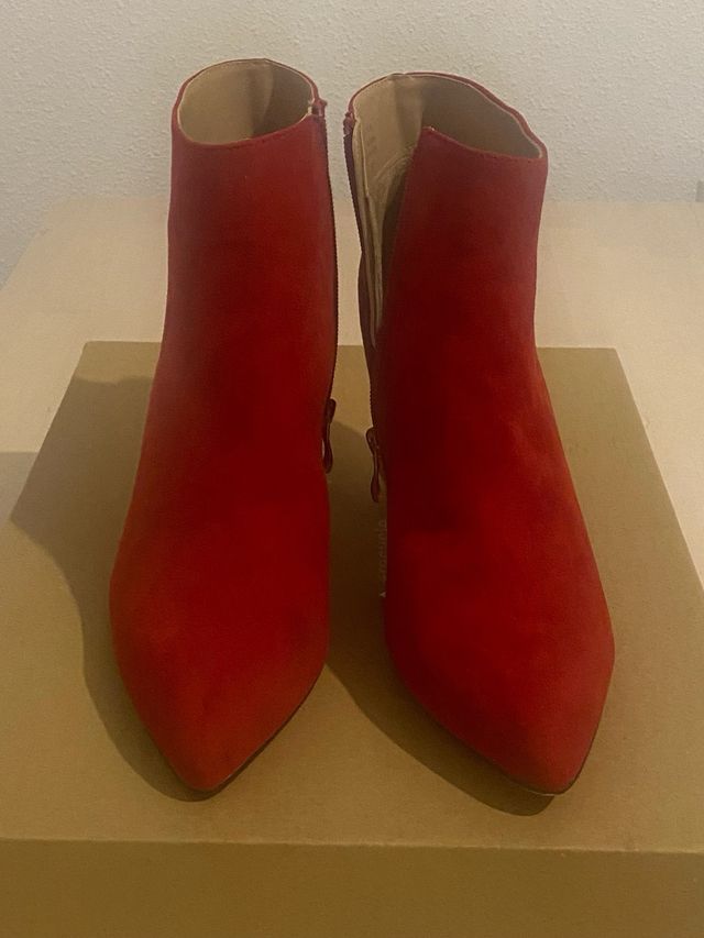 Botines rojos tacón ancho talla 39