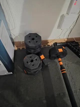 Banco de pesas y barra/mancuernas con pesas 35kg