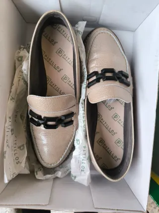 Mocasines Pitillos Beige/Dorado