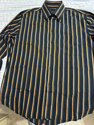Camicia uomo sartoriale righe oro nero