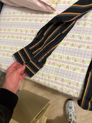 Camicia uomo sartoriale righe oro nero