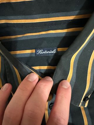 Camicia uomo sartoriale righe oro nero