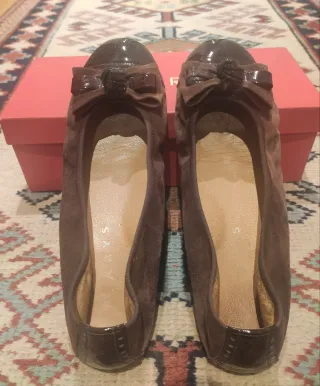 Bailarinas ante y charol marrón Chocolate