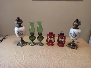 Set 5 Lampade a Olio Vetro Ceramica Metallo