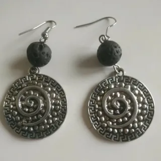 Orecchini pendenti a spirale argento e nero K@STIB