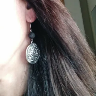 Orecchini pendenti a spirale argento e nero K@STIB