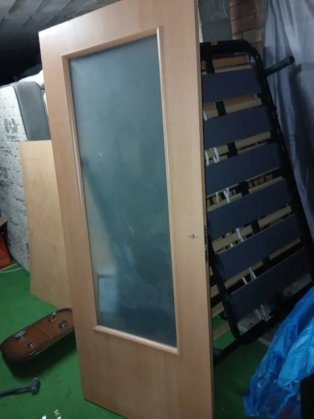 Puerta madera con cristal 203x82.5